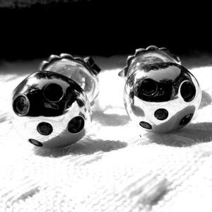 Elizabeth and James Silver Button Earrings,